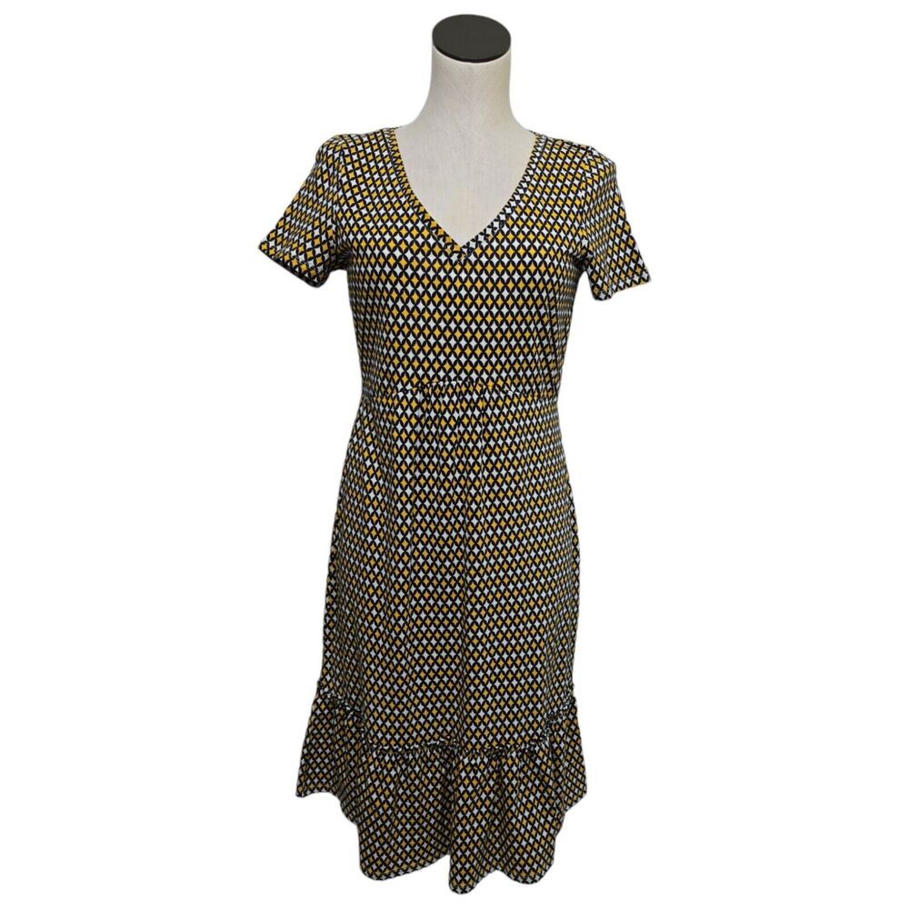 NWT Boden Melissa Jersey Knit Dress Womens Size 6‎ Navy Yellow Short Sleeve